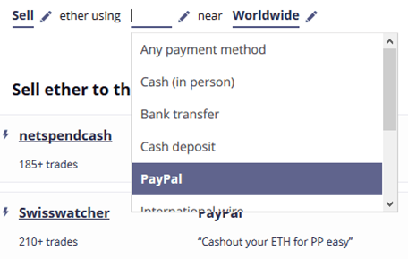 Handel der ETH mit PayPal